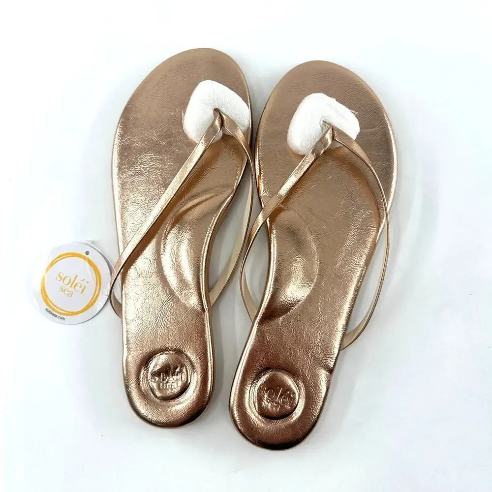 Solei Sea Women's Metallic Gold Copa Flip-Flop Sandals Size 6